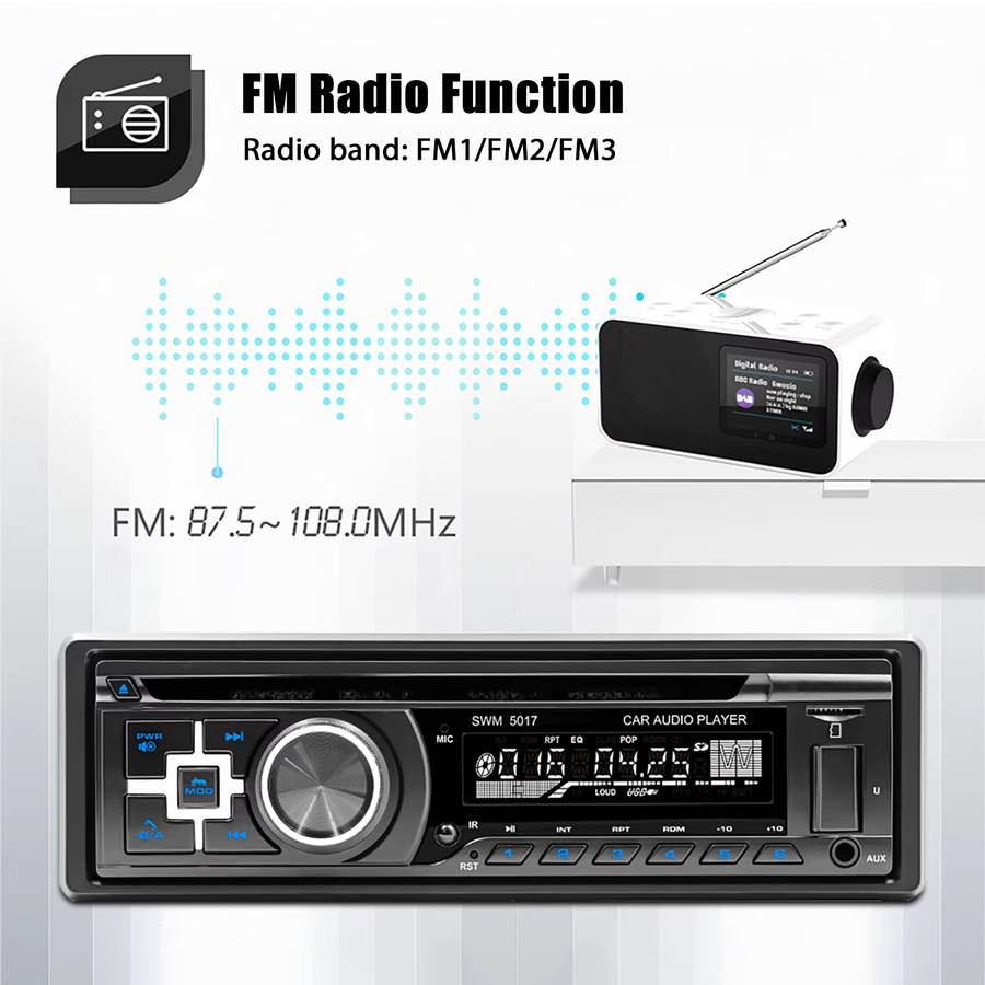 ESSGOO Universal-Autoradio mit DAB+, CD, DVD, MP3, USB, Bluetooth, SD, Aux-In und TF in Schwarz - Bild 3
