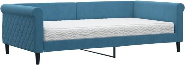 vidaXL Tagesbett mit Matratze in Blau aus Samt mit modernem Design, B/T/H: 200 x 100 x 68 cm - Bild 1