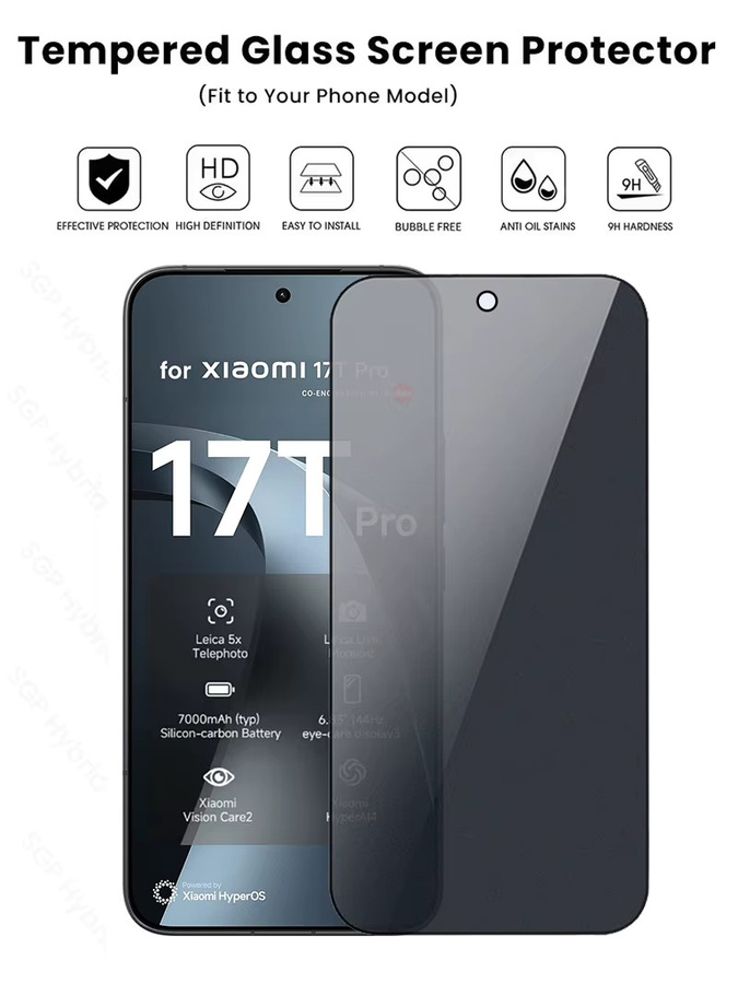 2 Stück Anti-Spionage-Schutzfolie aus gehärtetem Glas für Xiaomi 17T Pro 5G, 6,83 Zoll, transparent - Bild 4