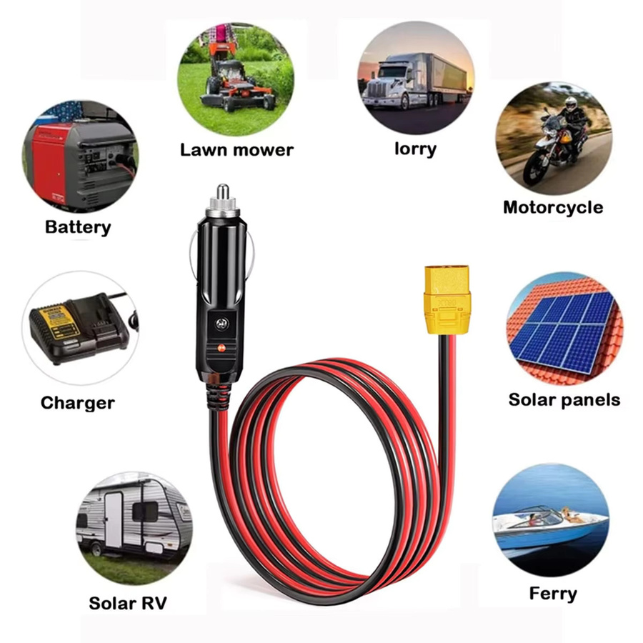 Feuerzeug-Ladekabel XT90 auf Zigarettenanzünder-Stecker für Solargeneratoren 12 V 14 AWG Schwarz Y18A - Bild 2
