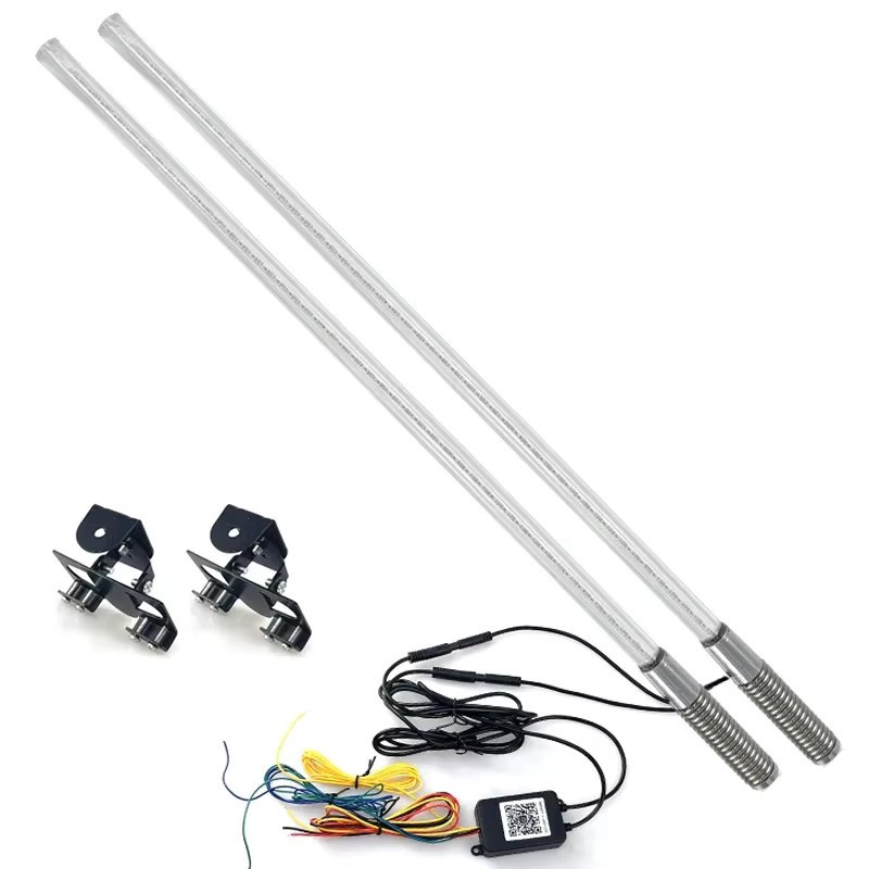 2er-Set QYJSD RGB LED Peitsche-Lichter mit App-Steuerung, Multicolour Lichteffekte für UTV, ATV, Offroad-Fahrzeuge und Lkw, Schwarz - Bild 3