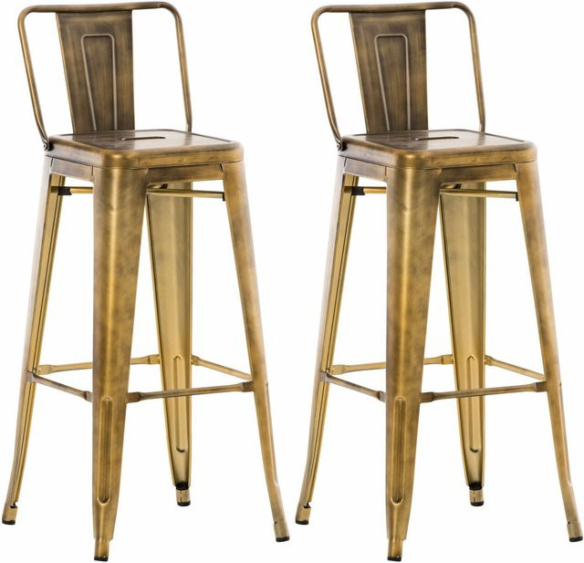 TPFLiving 2er Set Barhocker Massimo aus Metall in Gold im Retro-Design - Bild 1