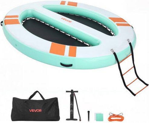 VEVOR Aufblasbares Schwimmdock Oval mit rutschfester Oberfläche, abnehmbarer Leiter und Tragetasche, B/L/B: 3,05 x 2,44 m - Bild 1