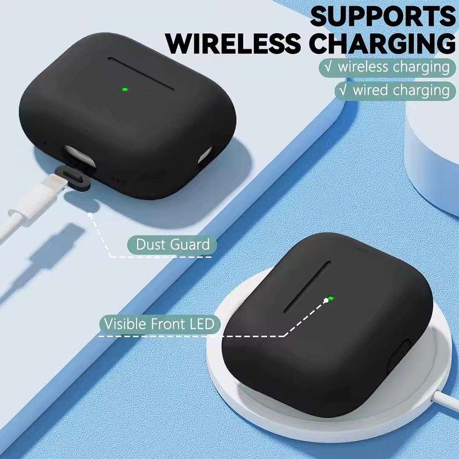 Silikon Schutzhülle für Apple AirPods Pro 2 und 1. Generation inklusive Reinigungsstift-Set in Pink und Black - Bild 2