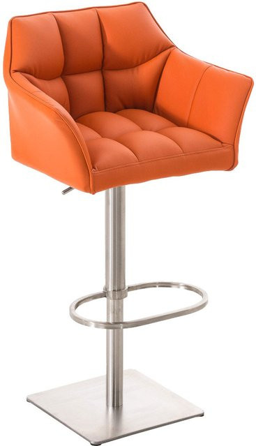 TPFLiving Barhocker Damaskus mit Edelstahlgestell und Kunstleder in Orange - Bild 1