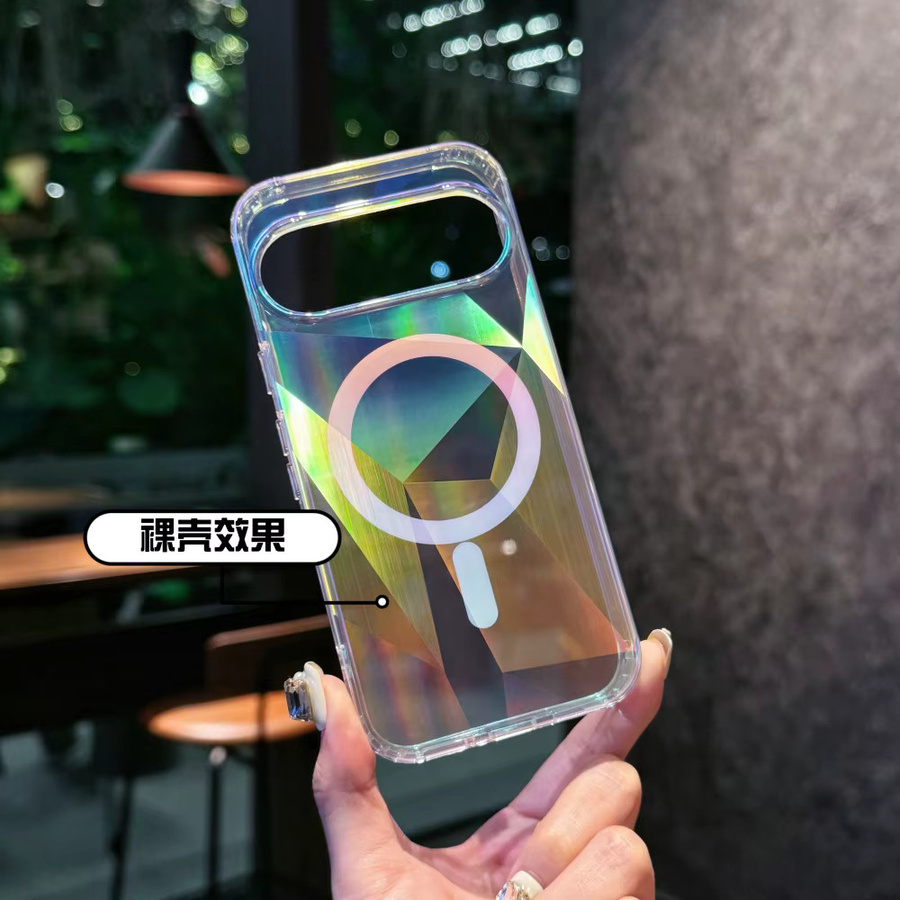 Magnetische Schutzhülle mit Gradient-Laser-Diamantmuster für Google Pixel 10 Pro XL, 10A, 9 Pro XL und 9A, Transparent, MagSafe kompatibel - Bild 2