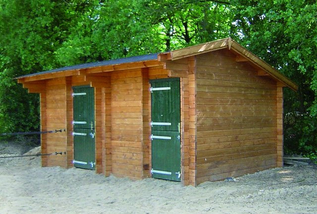 Intergard Pferdebox Duo aus Fichtenholz in Braun, B/T/H: 7,5 x 3,8 m - Bild 1