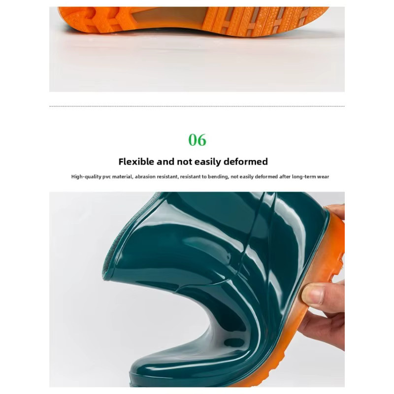 QHSPE Sicherheitsschuhe für Damen und Herren in Blau und Grün, rutschfeste Regenstiefel aus Kunststoff mit PVC-Gummi-Sohle für die Küche und den Arbeitsbereich - Bild 3