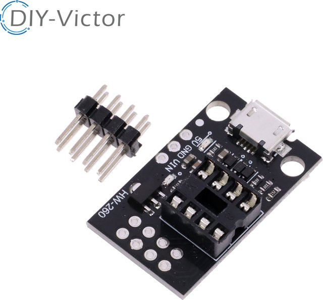 Steckbares ATtiny-Entwicklungsboard für ATtiny13A, ATtiny25, ATtiny45 und ATtiny85 in Schwarz - Bild 1