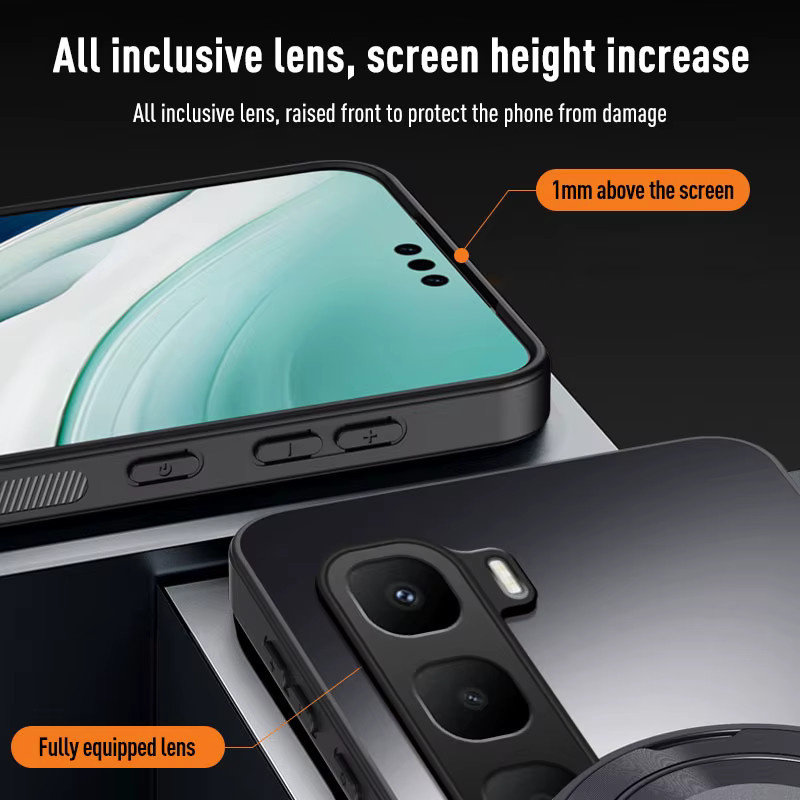 EUCAGR Schutzhülle für Infinix Hot 60 Pro, Hot 60 und Hot 60i aus mattem TPU und PC mit Standfunktion in Grau und Schwarz - Bild 4