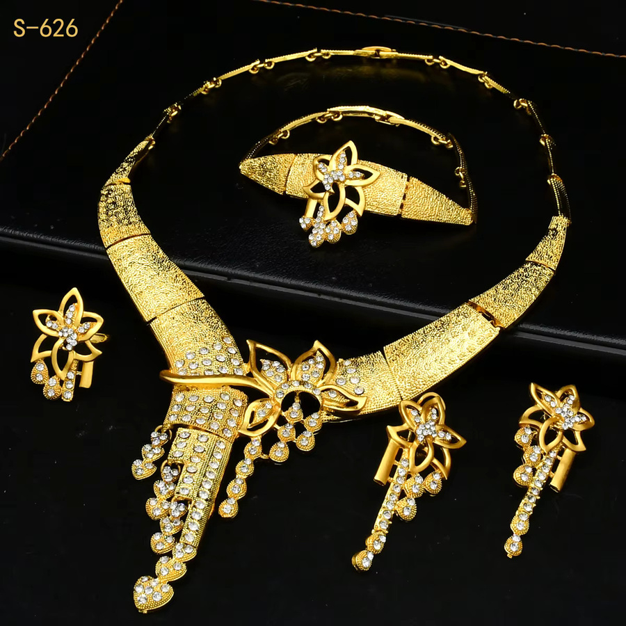 Schmuckset Halskette, Ohrringe, vergoldet, Zirkonia, Damen - Bild 2