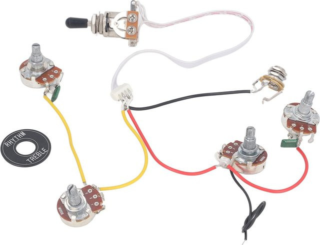 Vorverdrahteter E-Gitarren Kabelbaum für LP-Gitarren mit 3-Wege-Kippschalter und 500K Potis in Grau - Bild 1