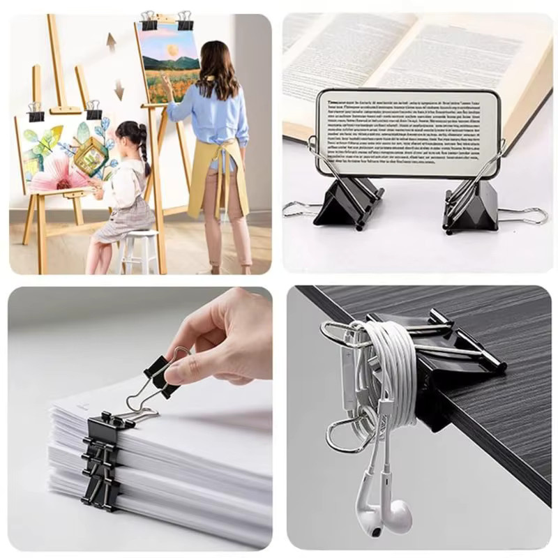 Extra große Binderclips aus Metall in Schwarz, 50 mm und 60 mm für Büro und Haushalt - Bild 5