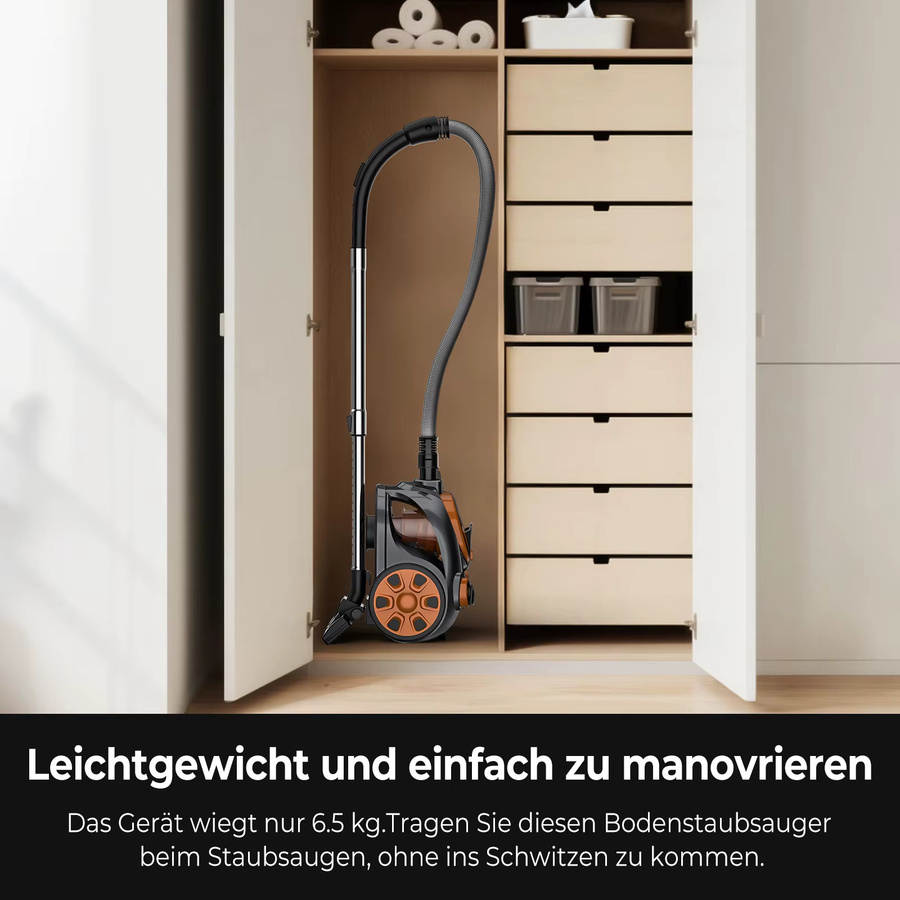 OWJHE beutelloser kabelgebundener Haushaltsstaubsauger mit 3300 W und HEPA-Filtersystem für Holzböden, Teppiche und Fliesen - Bild 2