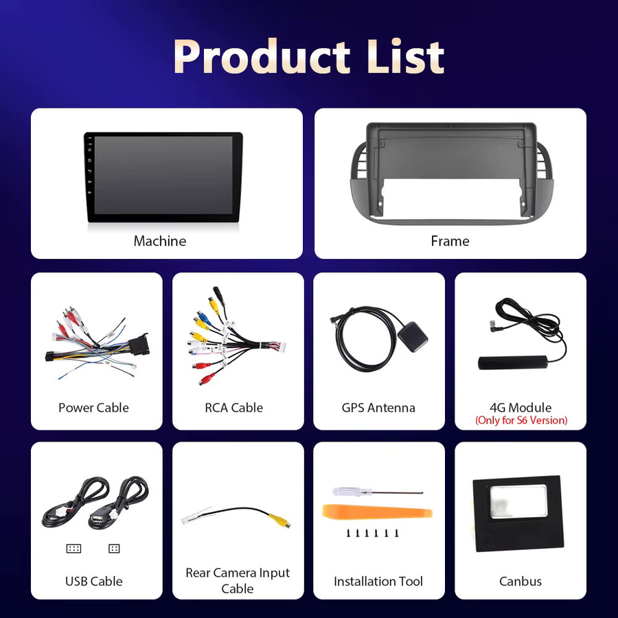 Camecho Wireless CarPlay Android Auto Multimedia Player für FIAT 500 2007-2015, 6 GB RAM + 128 GB Speicher, Schwarz, mit GPS, WiFi und 4G Unterstützung - Bild 5