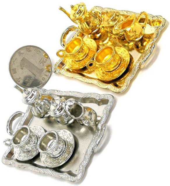 DIAPER&CORED Puppenhaus Miniatur Möbel Zubehör, 10-teiliges Set, Metall - Bild 1
