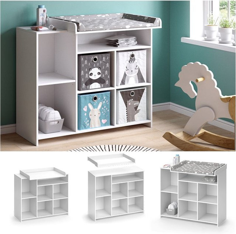 Vicco Wickelkommode Oskar Simple Weiß mit Wickelauflage für das Babyzimmer - Bild 2