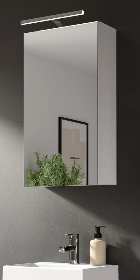 Badezimmer Spiegelschrank Talerno in Weiß mit LED-Beleuchtung und Glasfront, B/H: 38 x 77 cm - Bild 1