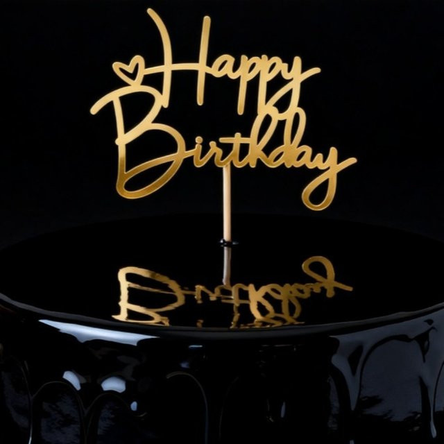 Goldener Glitzer-Kuchenaufsatz Happy Birthday als funkelnde Geburtstagskuchen-Dekoration in Gold - Bild 1