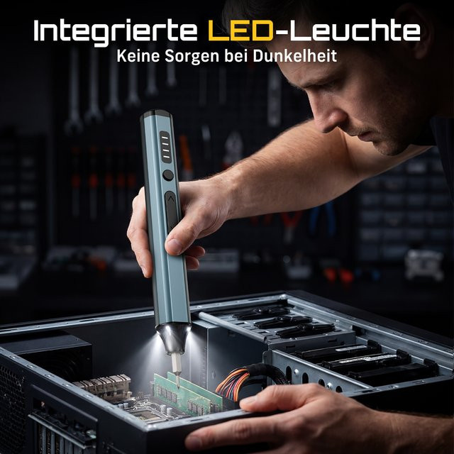 SEESII 53-in-1 Mini Elektrischer Schraubendreher-Satz mit LED-Beleuchtung und magnetischen Bits für Elektronik, Handy und Laptop - Bild 1