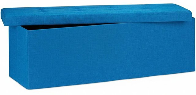 Relaxdays Sitzbank aus Leinen in Blau, faltbar, B/T/H: 114 x 38 x 38 cm - Bild 1
