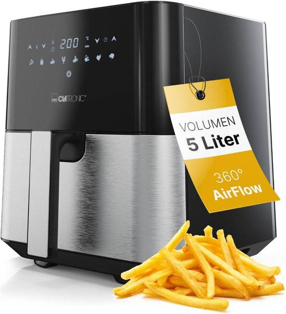 Clatronic Heißluftfritteuse FR 3782 H in Edelstahl und Schwarz mit Umluft-Funktion - Bild 2
