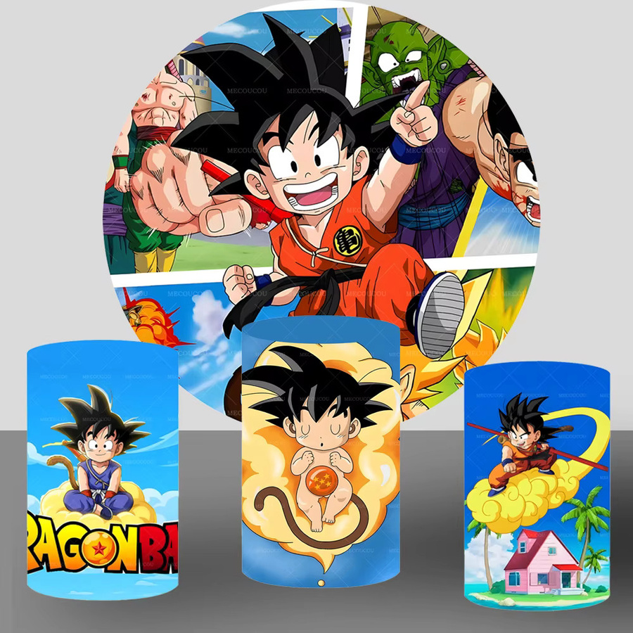 Personalisierter Dragon Ball Goku Party-Hintergrund von Bandai, Super Saiyajin Dekoration für Kindergeburtstage und Babypartys, rund, mehrfarbig - Bild 2