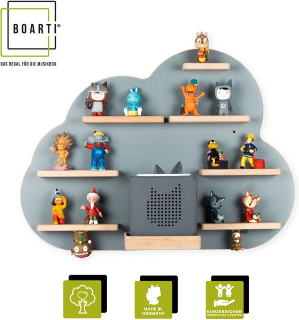 BOARTI Kinderregal Wolke aus Holz als Wandregal für Toniebox und Figuren mit Magneteinsätzen, H x B x T: 40 x 55 x 19 cm - Bild 1