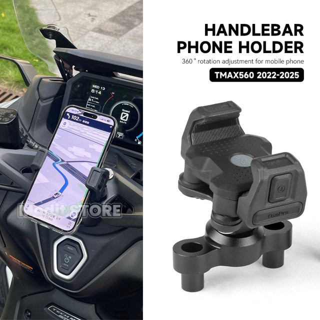 Sivir Motorrad Lenker GPS Telefon Halterung für Yamaha TMAX 560, 360 Grad drehbar, Schwarz - Bild 1