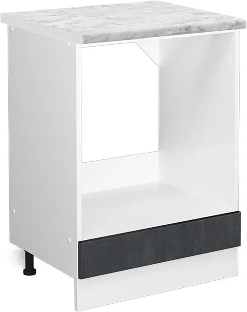 Vicco Herdbauschrank R-Line in Schwarz Beton und Weiß Marmor mit 60 cm Breite - Bild 1