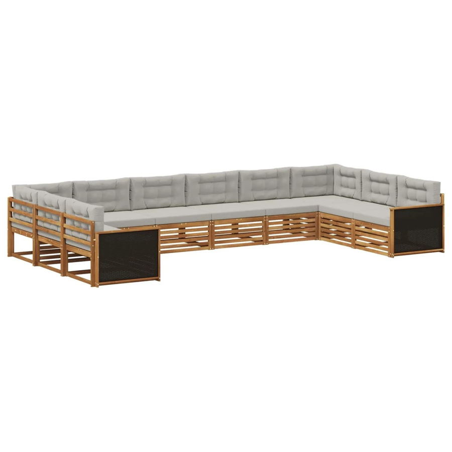 vidaXL Sofagarnitur aus Massivholz Akazie mit 10 Kissen im modernen Latten-Design - Bild 2