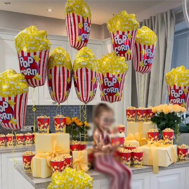 6er Set LQVYI Popcorn Folienballons in Rot für Geburtstag, Party und Karneval Dekoration - Bild 1