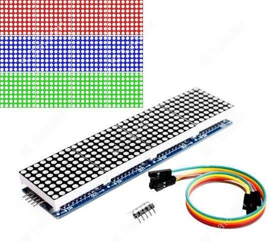 STJF MAX7219 Dot Matrix Modul 4-in-1-Display für Arduino Mikrocontroller mit 5P Leitung in Rot, Grün und Blau - Bild 1