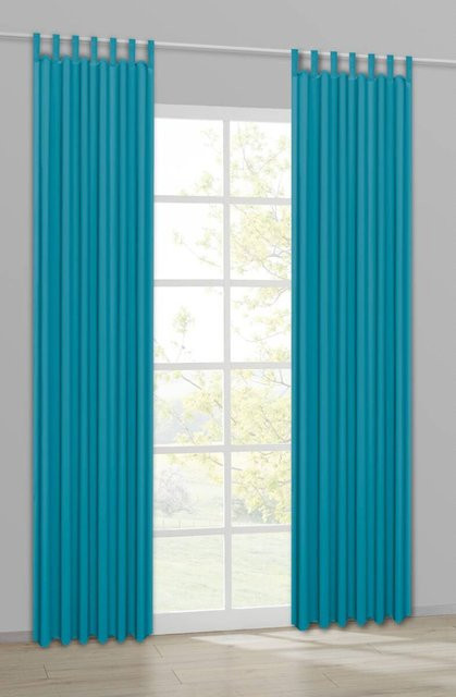 Sensation Schlaufenvorhang aus Organza und Polyester in Petrol, transparent, Breite: 140 cm, Höhe: 235 cm - Bild 1