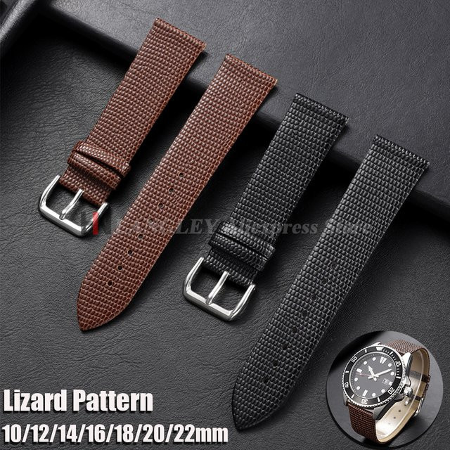 langley Uhrenarmband Eidechsenleder, Schwarz, Braun, Unisex - Bild 1