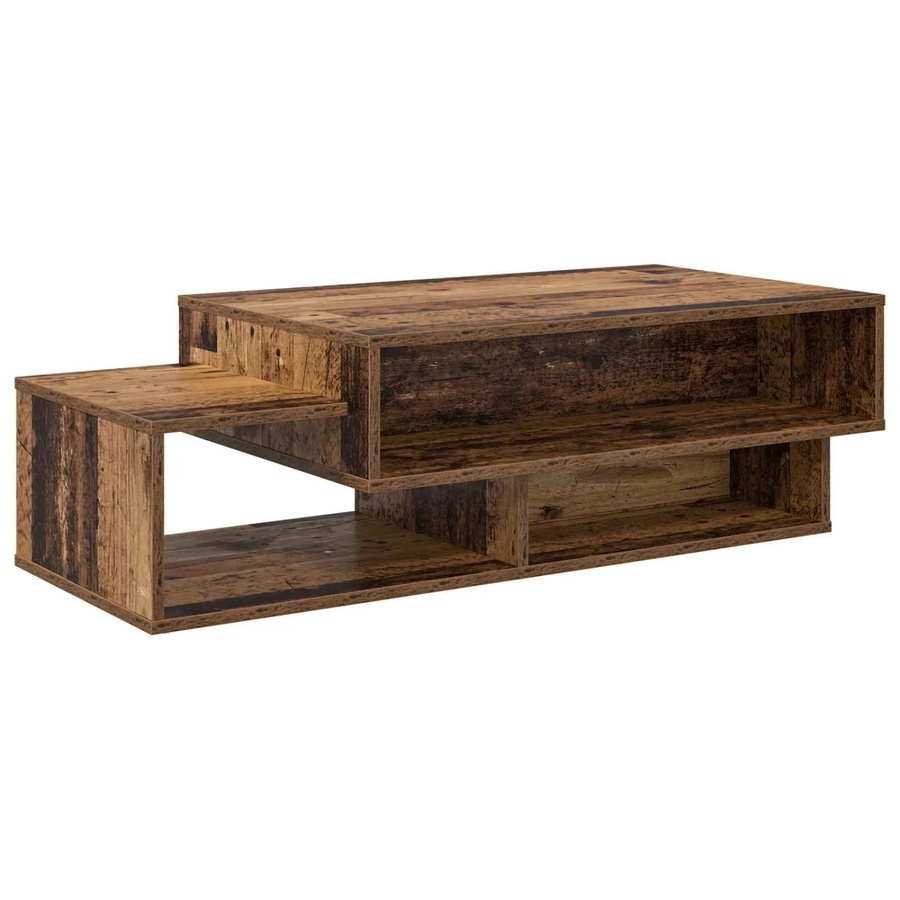 vidaXL Couchtisch aus Holzwerkstoff in Altholz-Optik, modern und rechteckig, Braun, B/T/H: 105 x 50 x 32,5 cm - Bild 2