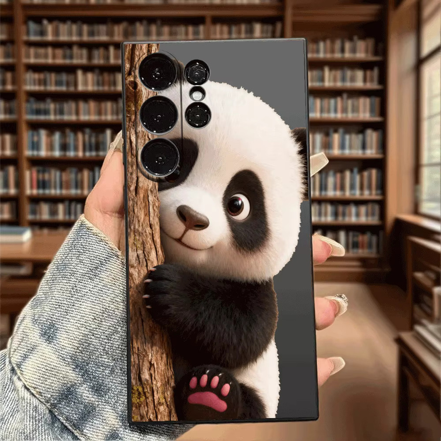 Handyhülle Panda Cub hinter dem Baum für Samsung Galaxy S25 S24 Ultra S23 S22 S21 S20 FE Plus in Lila und Mehrfarbig aus weichem TPU - Bild 2