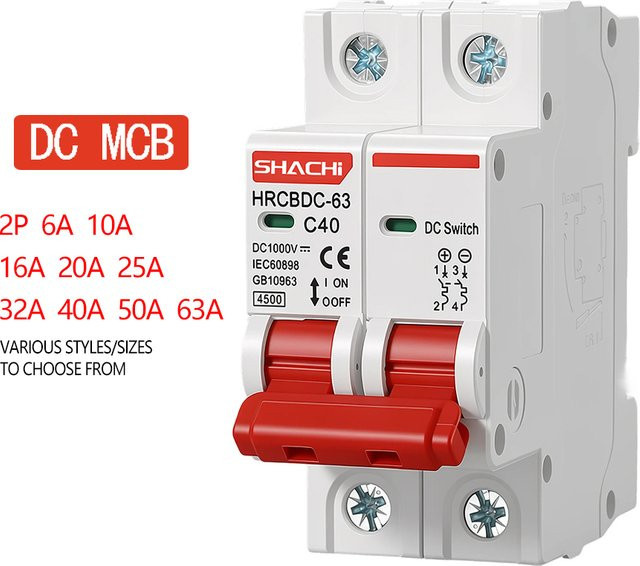 SHACHI 2P DC MCB Solar Mini-Leitungsschutzschalter 1000V für PV-Systeme in Weiß - Bild 1