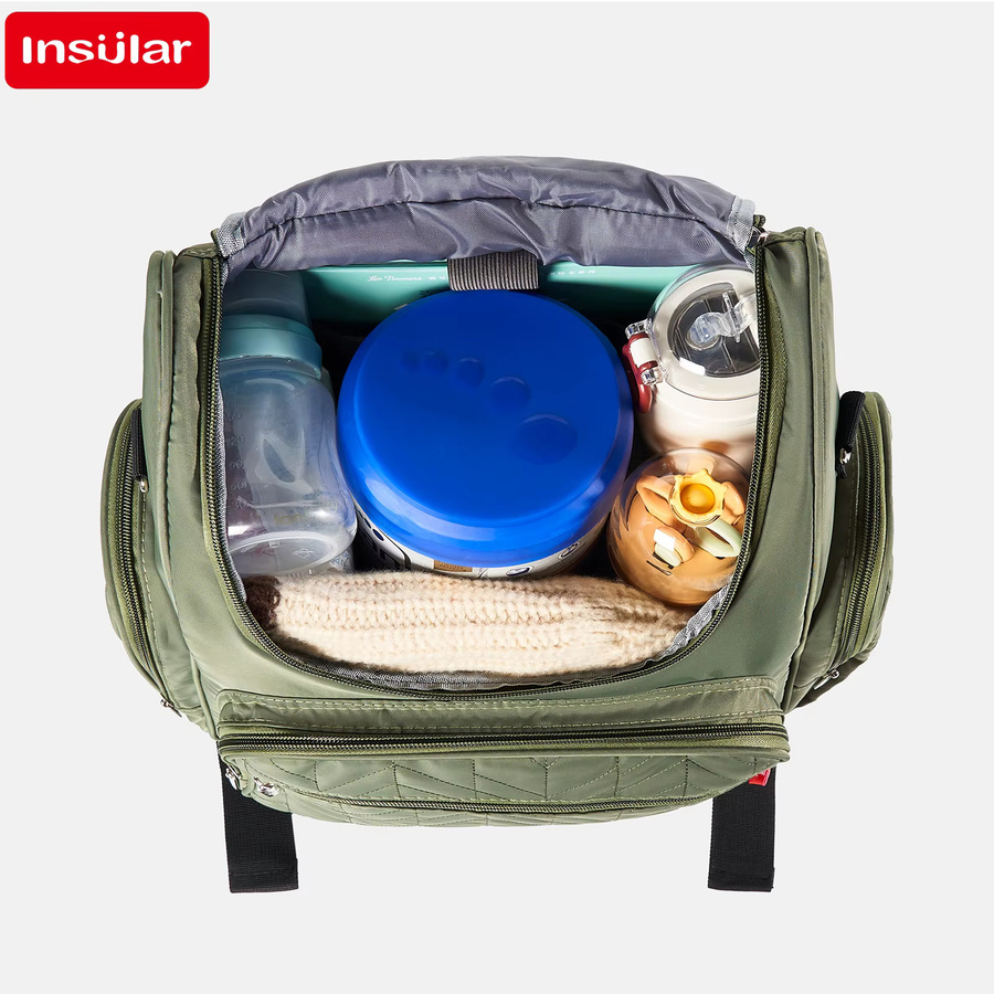 Insular Windelrucksack multifunktional und wasserdicht mit Kinderwagenhaken in Lila oder Grün - Bild 3