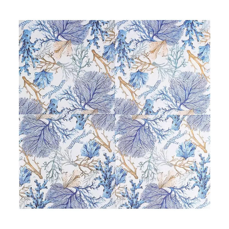 GUANYAO 20er Set Vintage Servietten aus Papier in Blau und Bunt mit floralem Blumenmuster - Bild 3