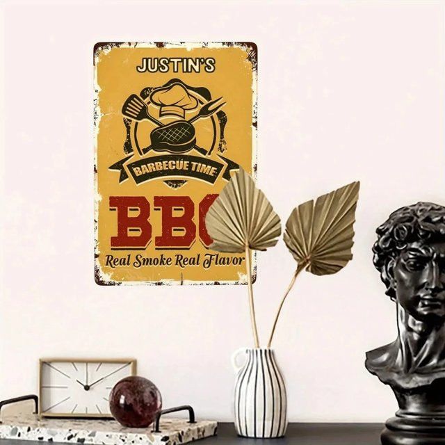 Personalisiertes Aluminium-BBQ-Schild von CIFBUY zur Grill-Dekoration für Garten, Bar und Pool, B: 30,0 cm, H: 20,0 cm - Bild 1