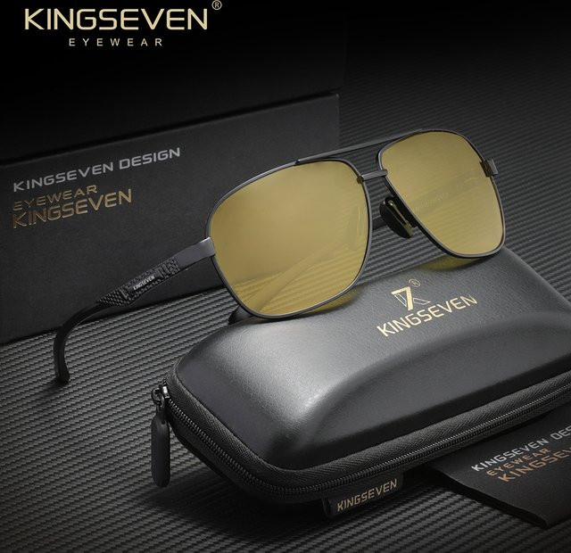 KINGSEVEN Sonnenbrille, Vollrand, Metall, Schwarz, Unisex, polarisiert - Bild 1