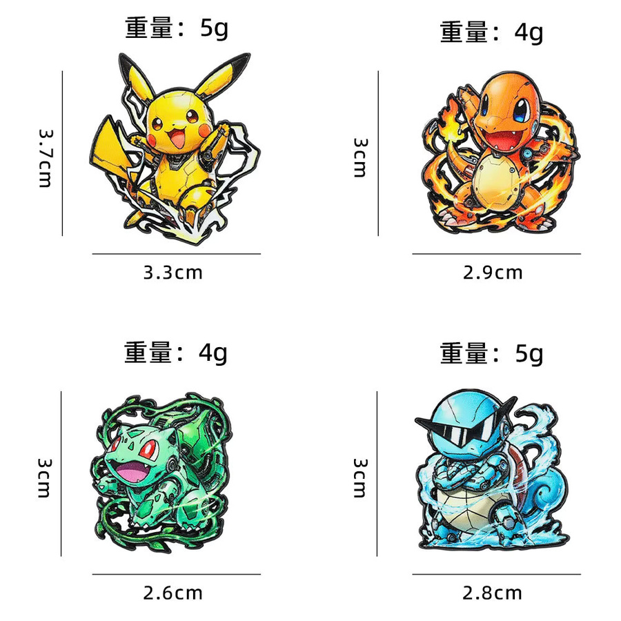 4 Stück Pokemon Emaille-Pins, Metallbrosche, Unisex - Bild 4