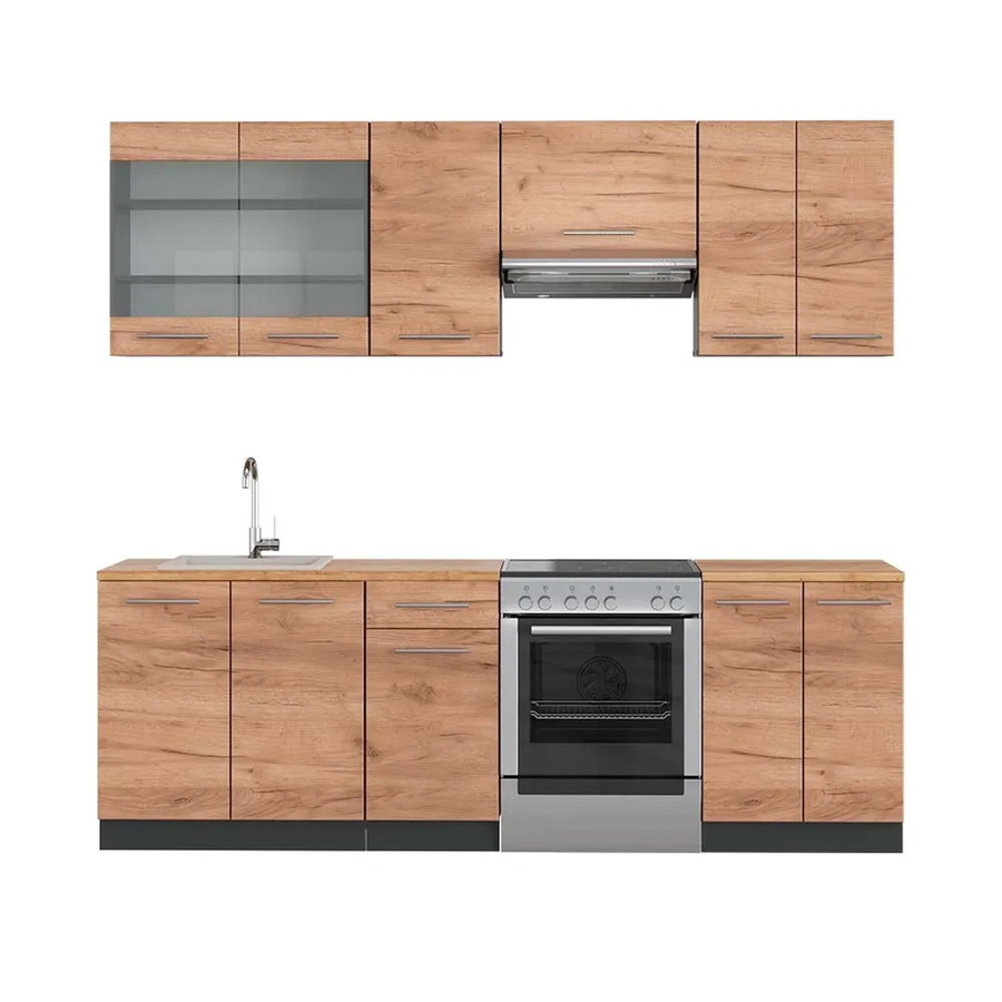 Vicco Fame-Line Küchenzeile Goldkraft Eiche und Anthrazit, Breite: 240 cm - Bild 2