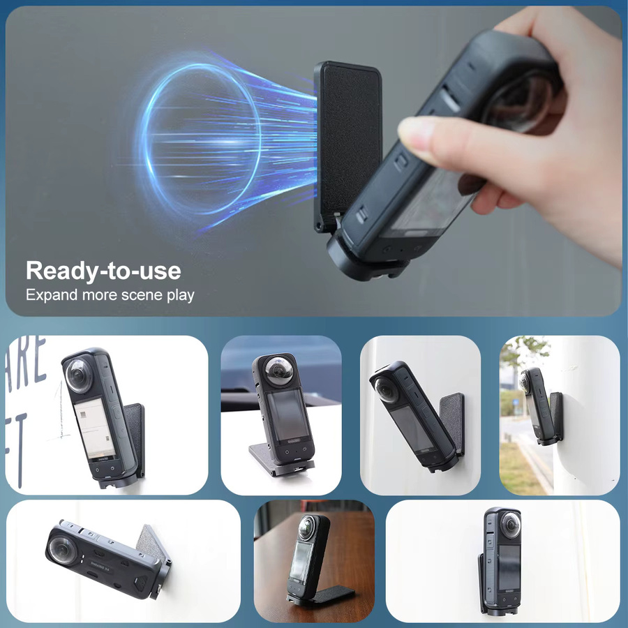 FONKEN Magnetische Halterung mit Tabletop Basis Ständer und 1/4 Schraube für Insta360 X5 X4 X3 X GO3 GO 2 und DJI Pocket 3, Schwarz - Bild 3