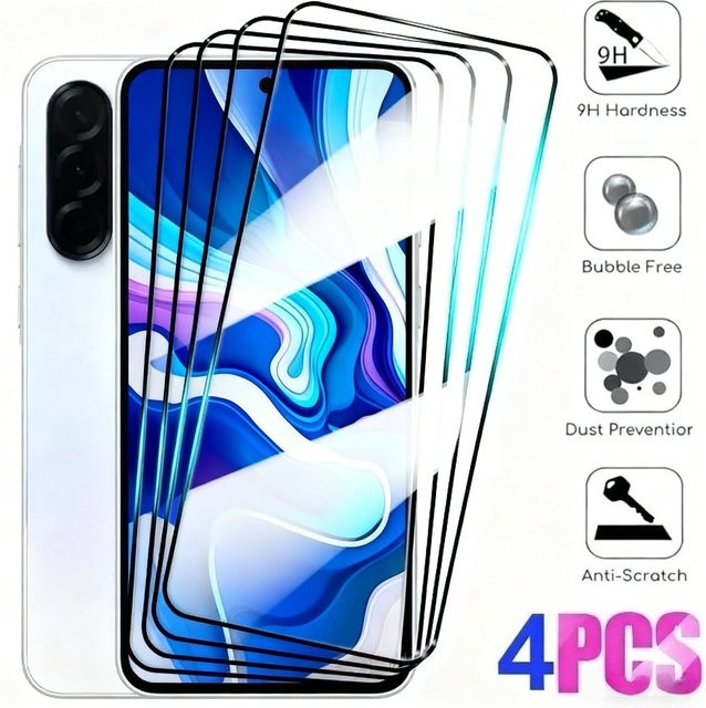 4er-Pack Ultraklare Displayschutzfolie aus gehärtetem Glas für Samsung Galaxy A07 A15 A25 A36 A55 A56 A16 A26 A35 A41 A53 A73 in Transparent - Bild 1