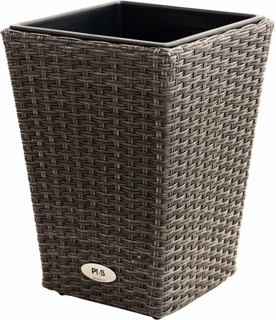 OUTFLEXX Monaco Pflanzgefäß in modernem Polyrattan-Geflecht, grau-braun-meliert, quadratisch, B/T/H: 28 x 28 x 40 cm - Bild 1