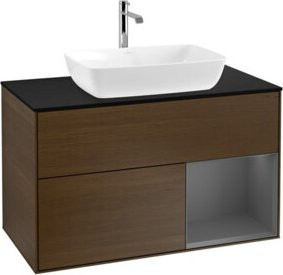 V&B Waschtischunterschrank Finion 100 Wandbeleuchtung in Anthrazit lackiert B: 100 cm, T: 50,1 cm, H: 50,1 cm - Bild 1