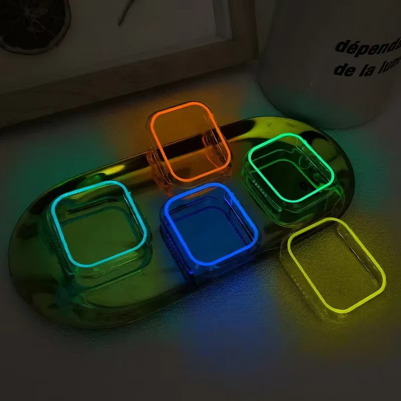 OAKCHARM Leuchtende Schutzhülle für Apple Watch Case in Blau, Stoßstangenrahmen aus hartem PC für iWatch 8 7 6 5 SE und Ultra - Bild 4