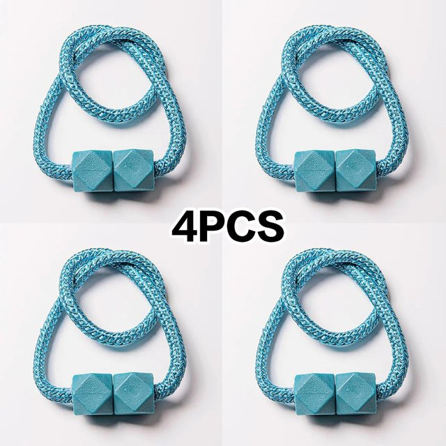 4er-Set Wucifang Jewelry Magnetische Gardinenraffhalter in Türkis mit Seildesign aus Kunststoff - Bild 1